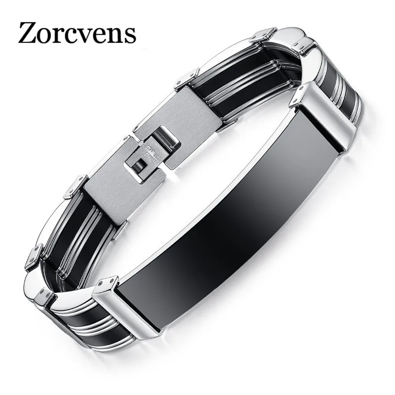 ZORCVENS черно-белые силиконовые мужские браслеты из нержавеющей стали звено цепи Винтажные Ювелирные украшения для мужчин аксессуары