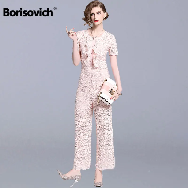 Женский кружевной комбинезон Borisovich элегантный повседневный с оборками и