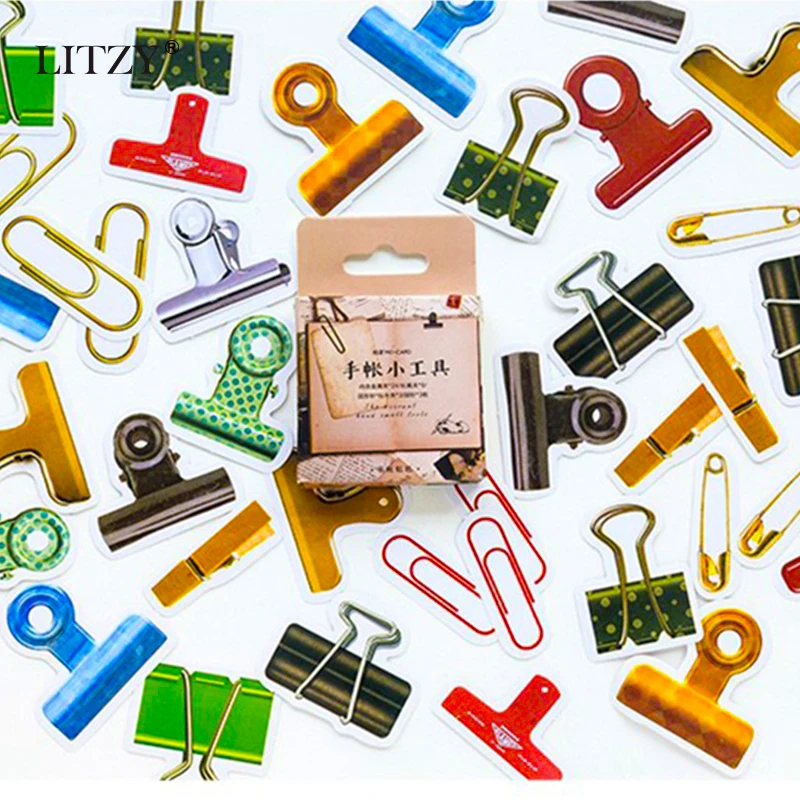

46 Pcs/Box Cute Small Tools Label Kawaii Diary Handmade Adhesive Paper Flake Journal Sticker Scrapbooking Stationery