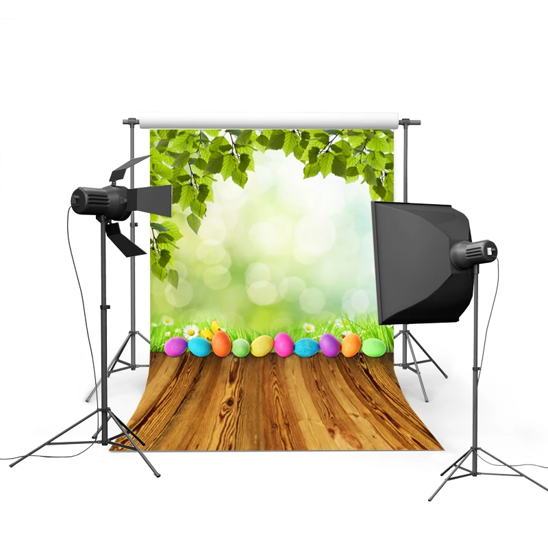 

1.5MX2.2M Easter photography backdrops vinyl cloth background digital printed with muiti-colored eggs and flowers GE-023