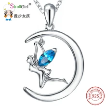 

Strollgirl 925 Sterling Silver Fairy Pendants & Necklaces For Women Silver Chain Angel Wizard Pendant Necklace Fashion Jewelry