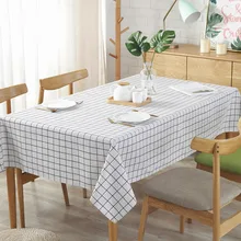 Nordic Cotton Linen Waterproof Tablecloth Black White Pink Plaid Table Cloth For Table Cover New Tablecloth Rectangular 1PC