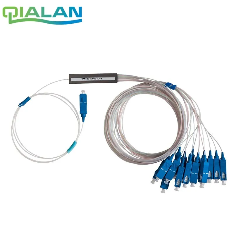 

10pcs 1x16 PLC Fiber Splitter, Mini Module, 900um, SC/UPC Optical Coupler SC Singlemode simplex Steel Pipe plc optical splitter