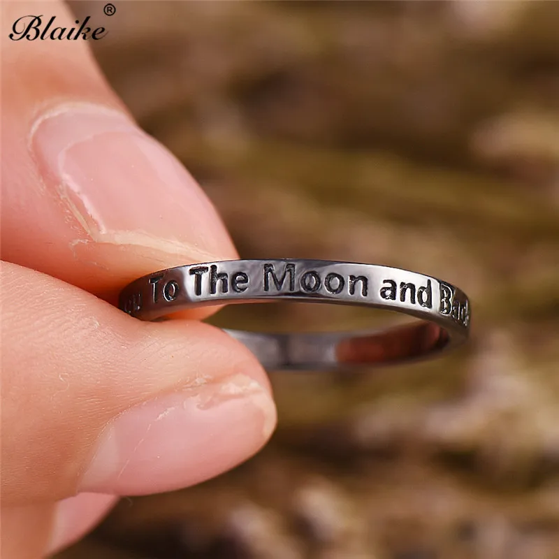 Blaike 925 пробы, серебряные кольца для женщин и мужчин, черное минималистичное кольцо с буквами, женское мужское повседневное тонкое кольцо, хорошее ювелирное изделие