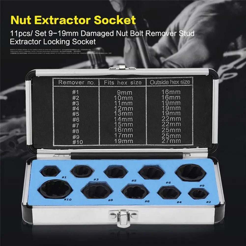 

10pcs/Box Nut Remover Kit Damaged Bolt Extractor Broken Screw Removal Socket Tool Screws Threading Removing Tools Set ZJF7918