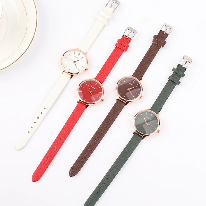 Top Brand Simple Stylish Women's Quartz Watch Women Rose Gold Leather Exquisite Mini Fashion Lady Wristwatch Female Gift Clock