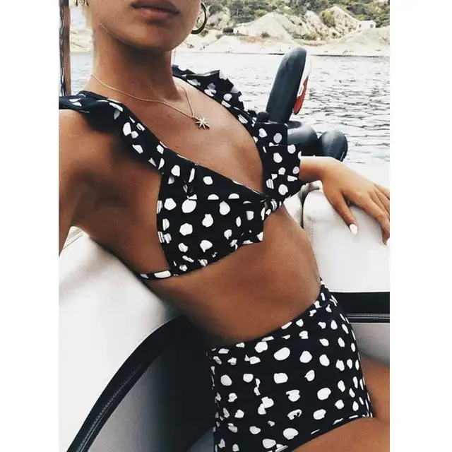 Cheap high waisted bikini 2019 swimwear women ruffle bathing suit summer brazilian bikini set maillot de bain dot printed swimsuit Cheap high waisted bikini 2019 swimwear women ruffle bathing suit summer brazilian bikini set maillot de bain dot printed swimsuit