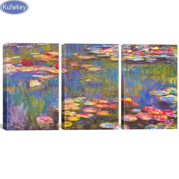 

5d diamond painting full square new arrivals diamond painting Water lily diamond mosaic Triptych full drill square/round diamond