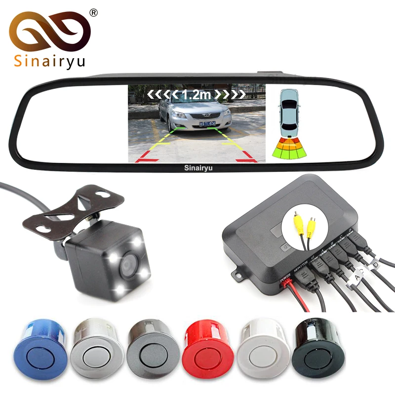 

3in1 Car Visible Parking Assistance, 4.3 Inch TFT Mirror Monitor With Rear View Camera and Video Reverse Radar Parking Sensor
