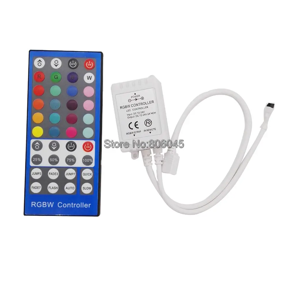

DC12V 24V 2A*4CH 8A RGBW LED Controller with 40Key IR Wireless Remote Control for 5050 RGBW LED Strip Light