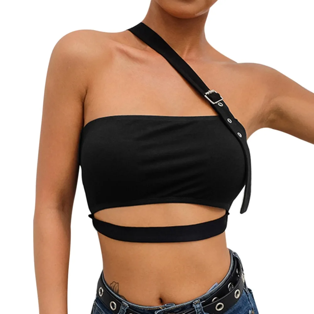 

Women Black Hollow Out Tank Top Sexy Streetwear Cropped Tank Tops 2019 Summer Fashion Feminino Backless Crop Top