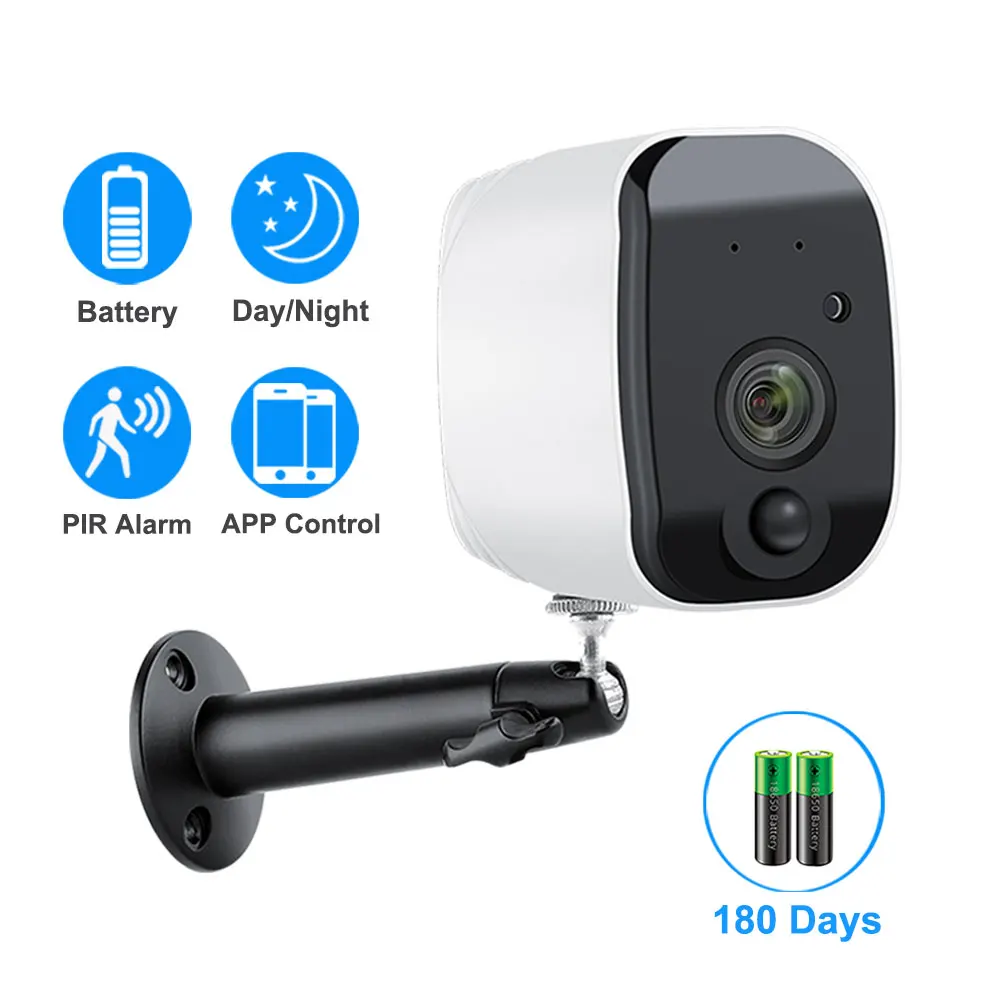Online 1080P WiFi Cámara alimentada por batería 2.0MP HD seguridad inalámbrica al aire libre IP cámara de vigilancia a prueba de intemperie PIR alarma registro de Audio