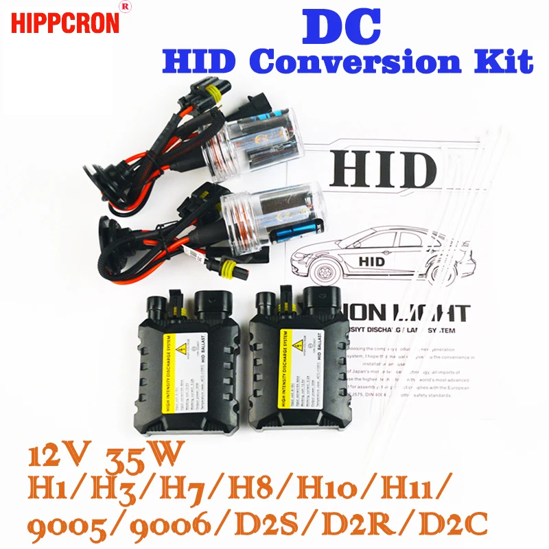 

hippcron XENON DC HID Conversion Kit 12V 35W H1 H3 H7 H8 H10 H11 9005 D2S D2R D2C Slim Ballast Car Bulb 4300K 6000K 8000K 30000K