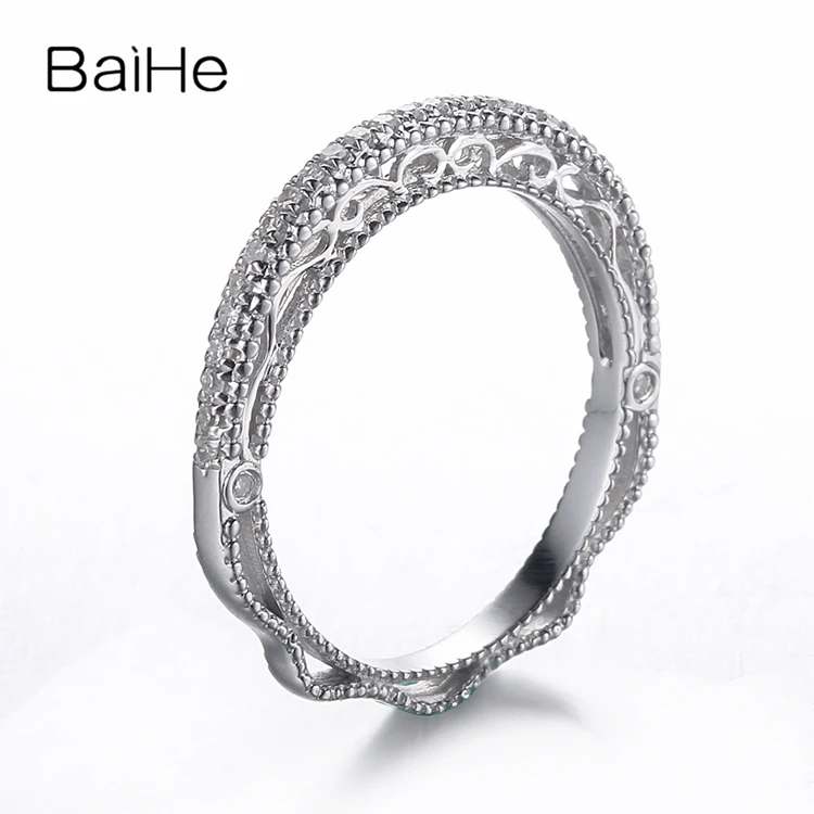 BAIHE Стерлинговое Серебро 925 0.2CT Сертифицированный H/SI круглый огранка натуральные бриллианты свадебные женские модные ювелирные изделия кольцо