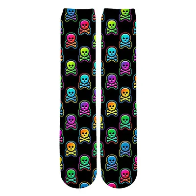 Новые носки в стиле ретро с объемным рисунком черепа, комикс панк-рок, каракули, художественные носки унисекс, женские и мужские, забавные, новинка, звездная ночь, винтажные носки-2