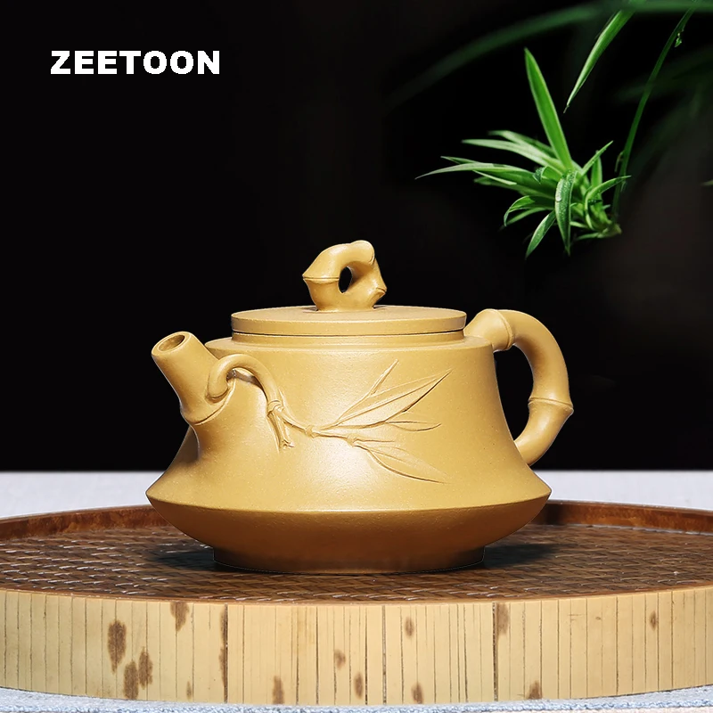 160cc Authentic Yixing Teapot Curved Bamboo Pot Master Handmade Purple