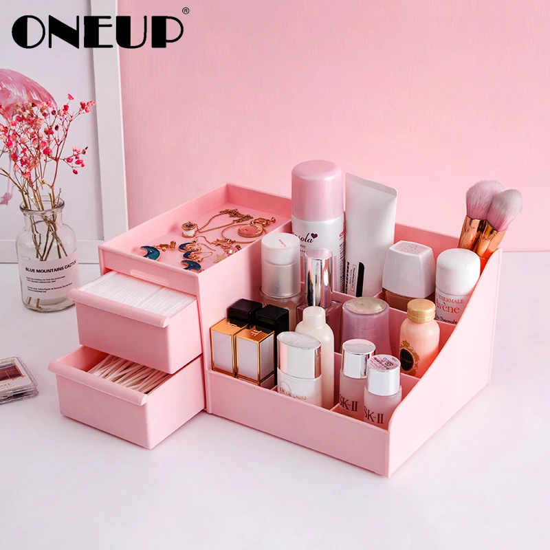 

ONEUP Cosmetic Storage Box Drawer Desktop Plastic Makeup Dressing Table Skin Care Rack Jewelry Case Drawer Sundries Container
