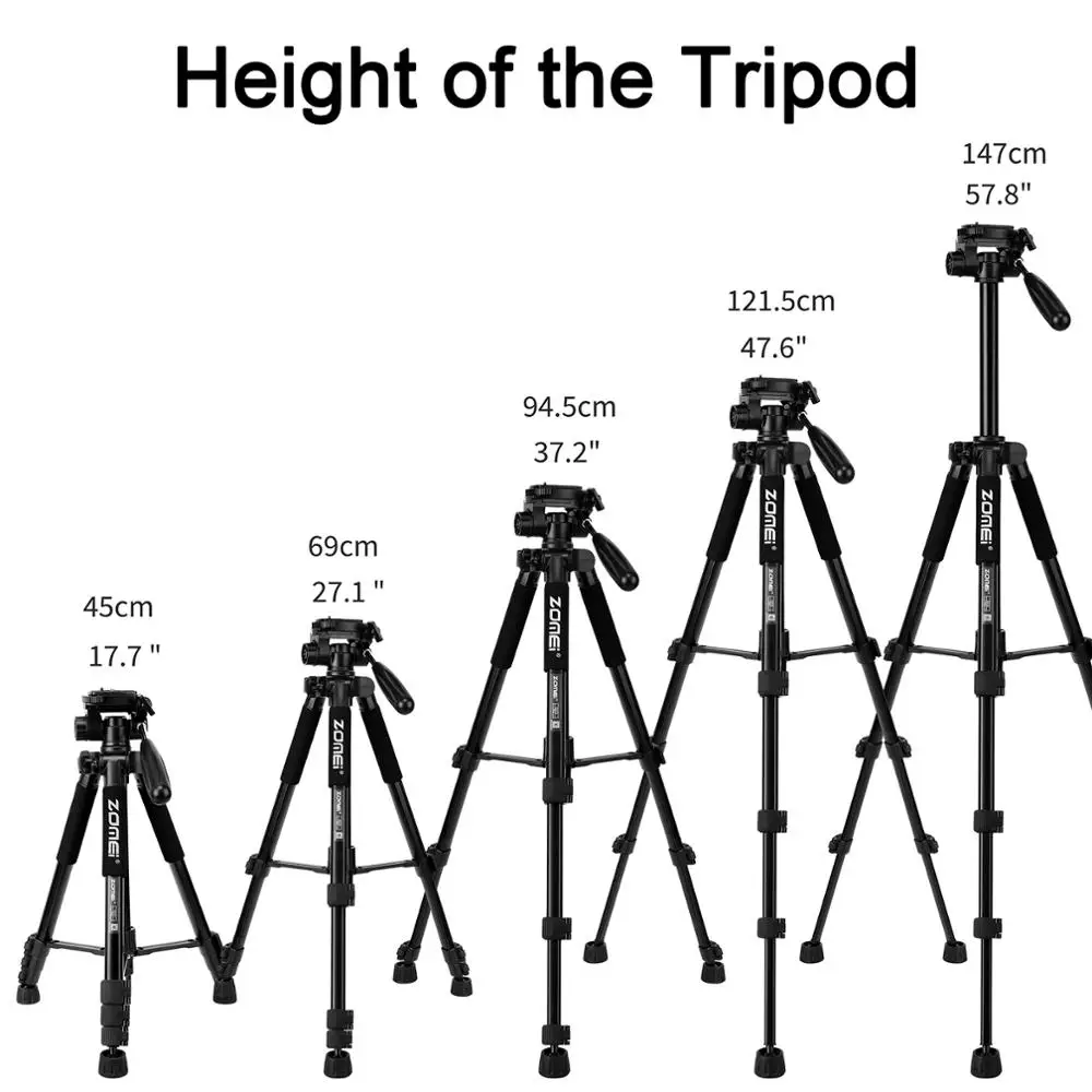  ZOMEI Q222 Camera Tripod Tripode Stative Flexible Photographic Tripod Monopod Travel Stand for Smar