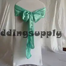 100 Тиффани Синий Атлас Чехлы для стульев Пояса для Председатель Свадьба Чехлы для стульев пояс-кушак ленте стул для банкета