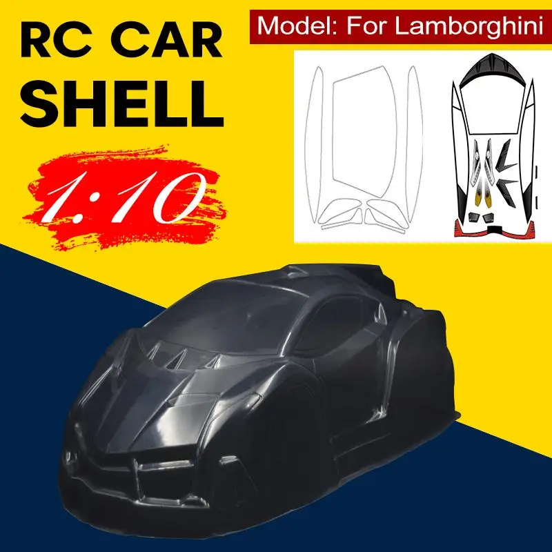 

1/10 1:10 RC PVC Car Body Shell with Sticker 260mm Wheel Base Car Shell Transparent For Lamborghini