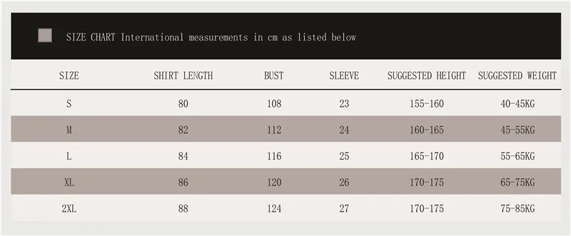Bath Robe Size Chart