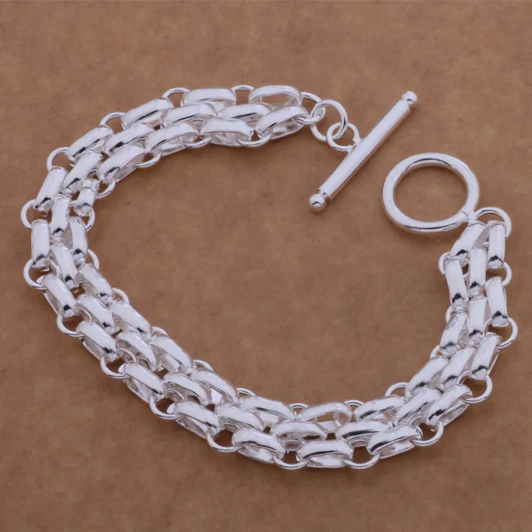 

Latest design silver string chain bracelet for men screw steel link bracelet fashion string bracelet for women free ship AB091