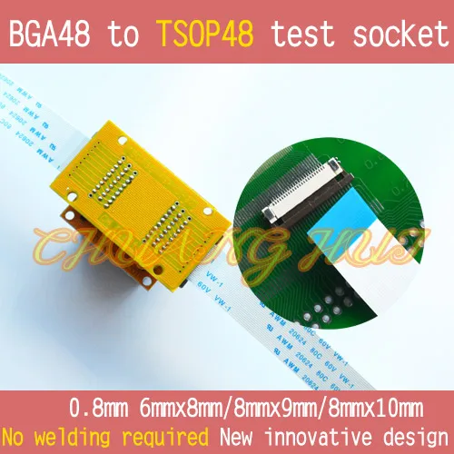 FLASH BGA48 IC SOCKET  BGA48 TO TSOP48 test socket Pitch=0.8mm Size=8mmx9mm 