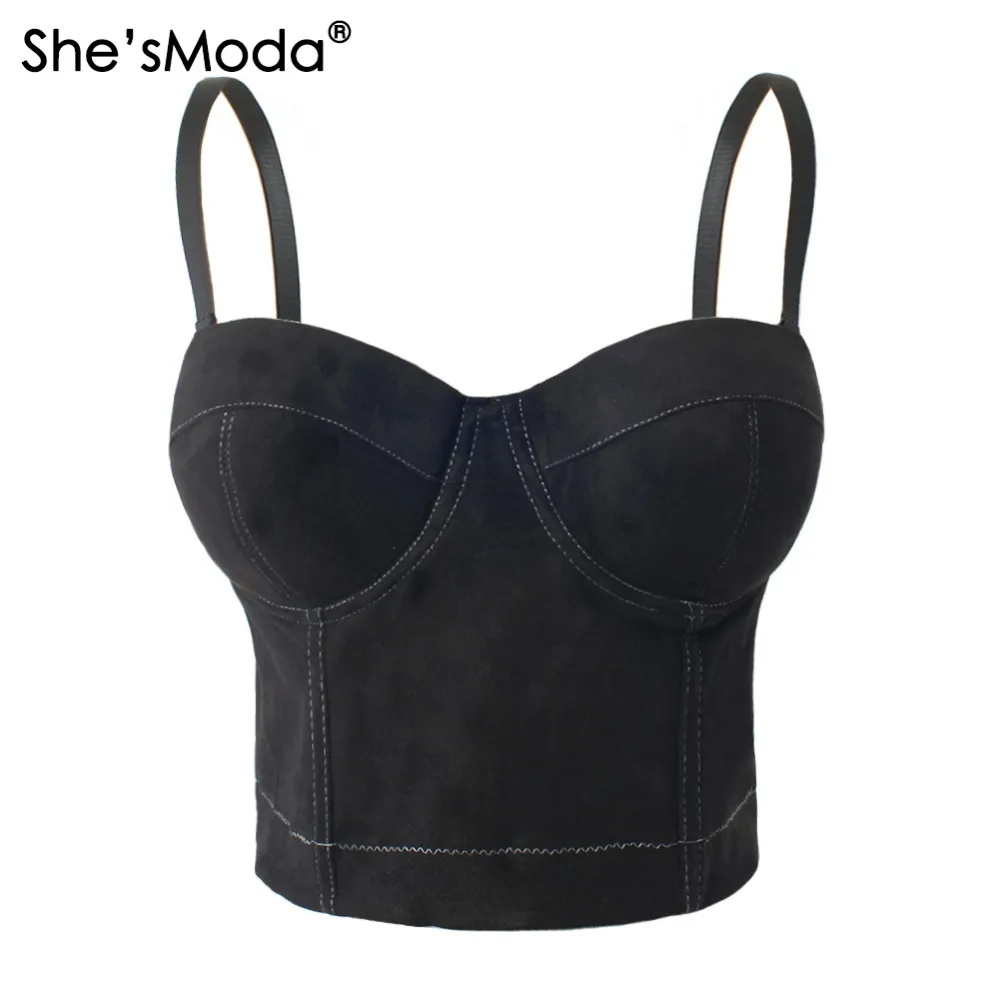 She'sModa, искусственная замша, кожа, бохо, хиппи, корсет, Bralet, Женский бюстье, бюстгальтер для ночного клуба, вечерние, обрезанный Топ, жилет размера плюс