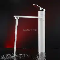 100% Solid Brass 360 Dergee Swivel Newly White&Chrome Style Bathroom Vanity Vessel Sink Mixer Tap Cold And Hot Water Faucet