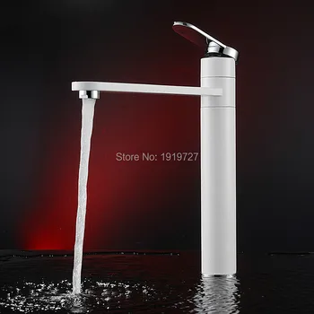 

100% Solid Brass 360 Dergee Swivel Newly White&Chrome Style Bathroom Vanity Vessel Sink Mixer Tap Cold And Hot Water Faucet