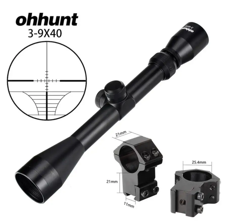 3-9X40 Hunting Optics Riflescopes Rangefinder or Mil Dot Reticle Crossbow Shooting Tactical Rifle Scope with Mount Rings - Цвет: with Dovetail ring1