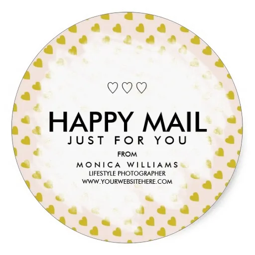 

3.8cm Happy Mail Personalized Heart Sticker or Seal