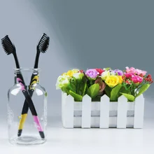 10 шт двойной Ультра мягкий бамбук древесный уголь нано зубная щетка черная зубная щетка зубная персональная щетка для ухода за зубами черная горячая распродажа