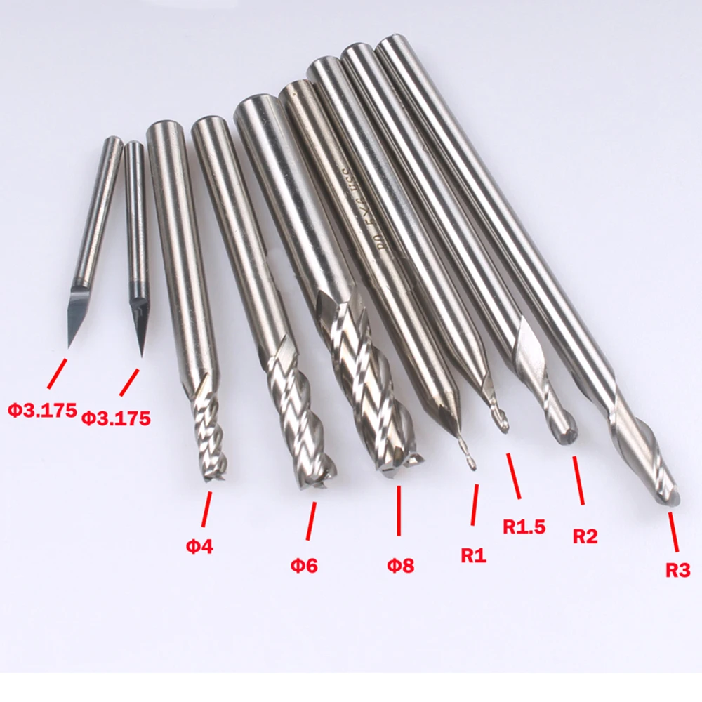 

New 2 flutes Ball Nose Solid Carbide Mills CNC Milling Cutter R3/R2/R1.5/R1 End mill 8.0/6.0/4.0+chfr mill 3.175*2