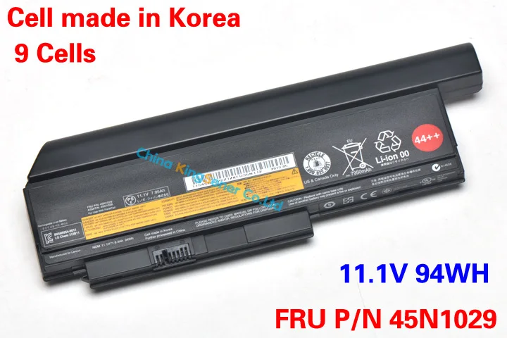 11.1V 94WH Korea Cell Original Genuine Laptop Battery for Lenovo Thinkpad X230 X230I 45N1029 45N1028 45N1172 45N1022 8.4Ah 44++