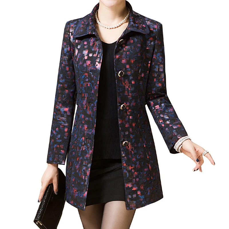 

Fashion Long Trench Coats For Women 2019 New Spring Autumn Windbreaker Outerwear Female Elegant Vintage print Coats NW1318