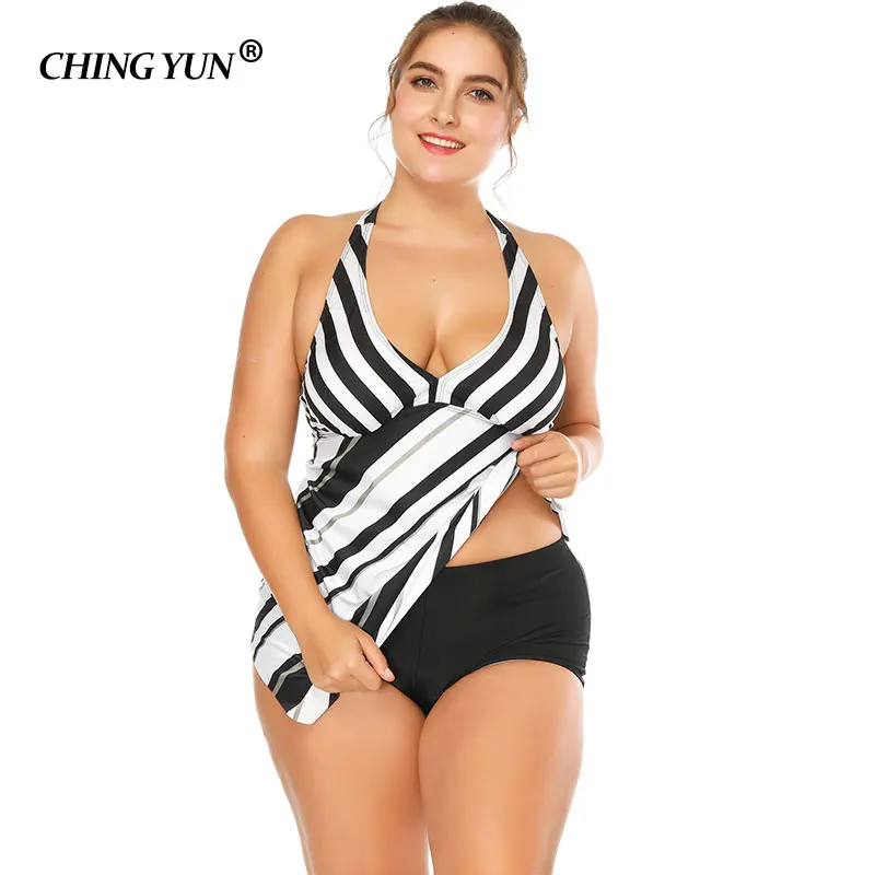 

Big size Swimwear woman Swimsuit black white striped dress sexy ladies Bathing suit beach Strapless Swim suit soft cups Beachwea