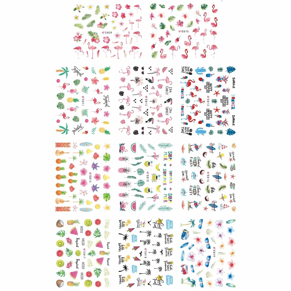 

11 PCS / LOT SIMULATION EMULATION SELF-ADHESIVE 3D NAIL TATTOOS STICKER CAKES TROPICAL PLANT LAVENDER ICE CREAM E809-819