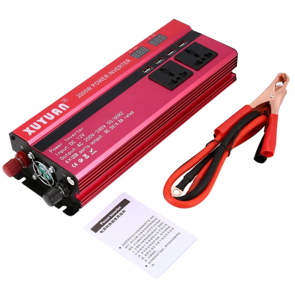 

New 2000W DC 12V to AC 200V Portable Car Power Inverter Charger Converter Adapter 50/60Hz Digital LED Display Car Converter