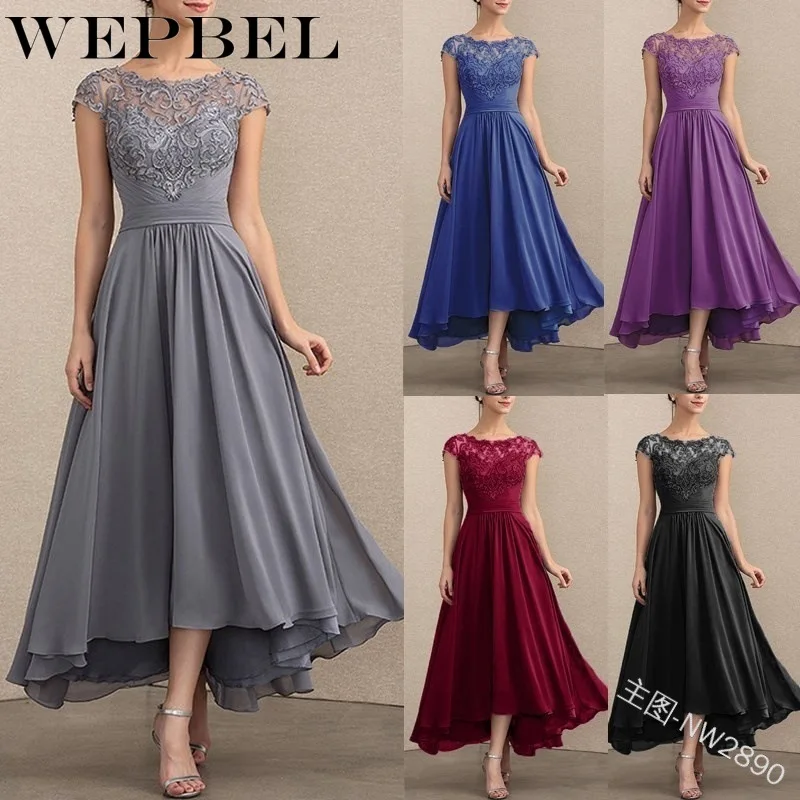 WEPBEL, женское элегантное платье, кружевное, модное, повседневное, новинка, для девушек, летнее, с коротким рукавом, о-образный вырез, выдалбливают, длинные, Макси платья
