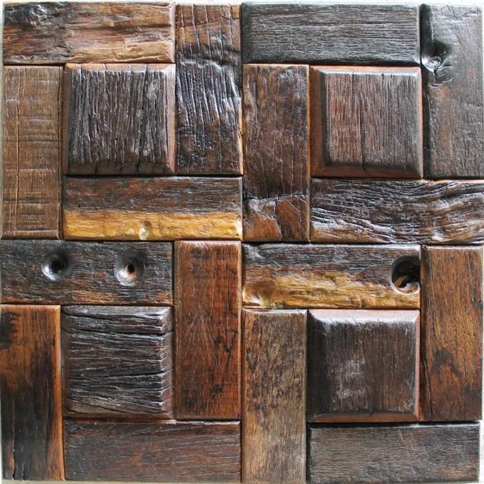 3D strip rustic old wood mosaic tile natural wood backsplash tile