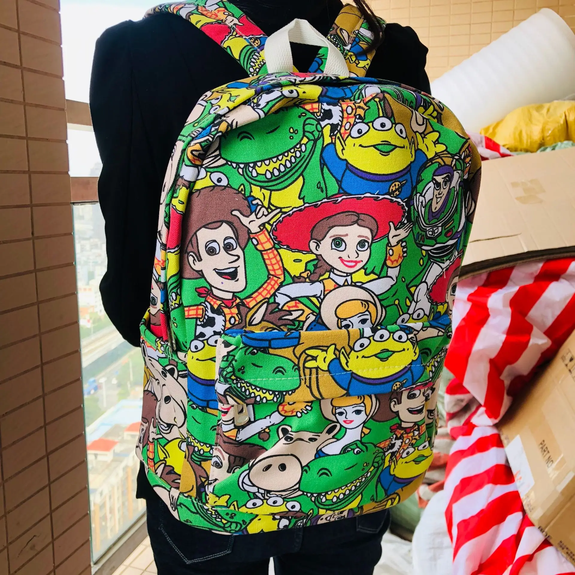 

toy story woody buzz 15" backpack travel tote laptop school bags fashion knapsack packsack rucksack canvas bag cute