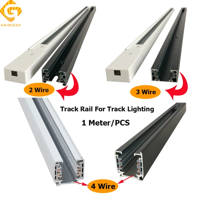 LED Track Rail Light Rail 1 Meter 2 3 4 Wire Spot Rail Black White