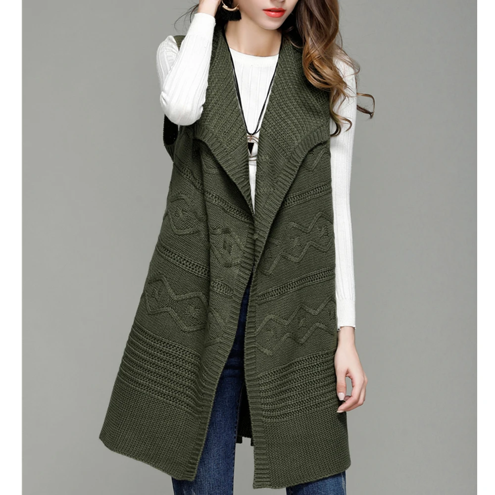 green sleeveless cardigan
