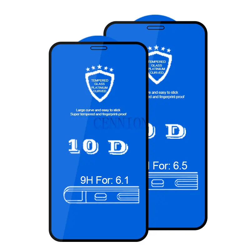 Anti Scratch 10D Full Cover Tempered Glass Protector for iPhone 13 12 5.4 6.1 6.7 11 XR XS Max 8 7 Plus 25pcs No Retail Package