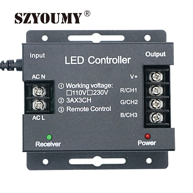 SZYOUMY 220V 110V 44key ИК пульт RGB светодио дный LED контроллер Диммер 1500 Вт США plug/ЕС plug подключен В 110 В MAX 70 м