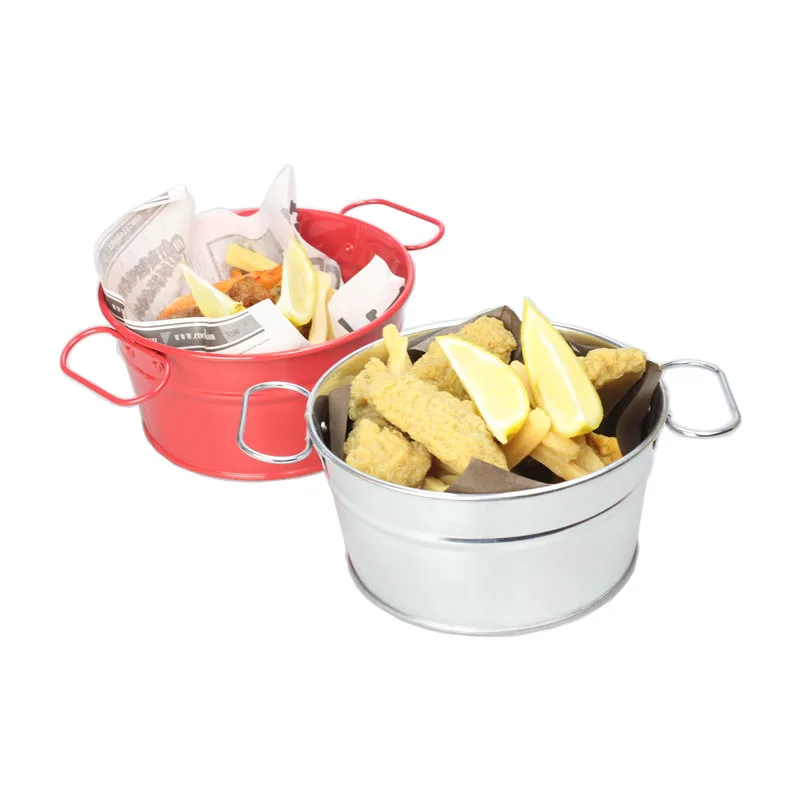 Creative Stainless Steel Fries Barrel Snack Barrel Fried Chicken Korean Black Western Restaurant Tableware Seafood
