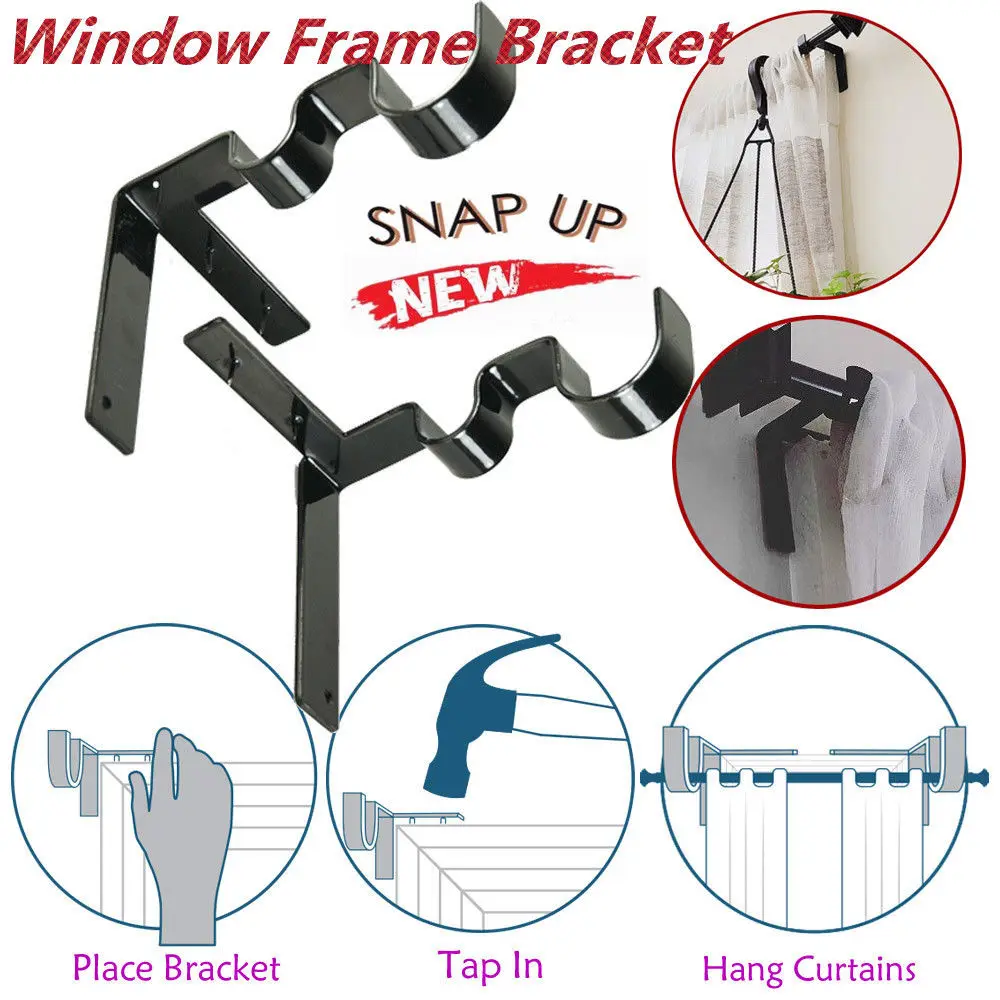 

Kwik Hang Double Center Support Curtain Rod Bracket Into Window Frame Bracket
