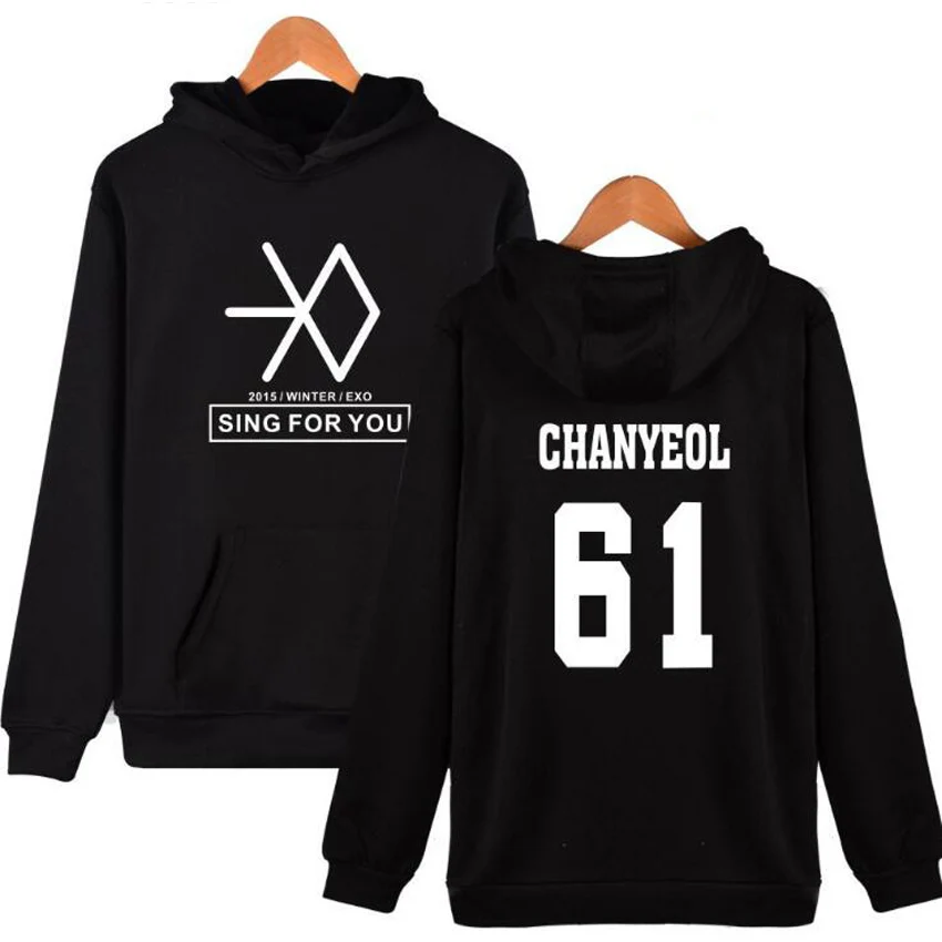Толстовка с капюшоном для мужчин и женщин LUHAN LAY KAI SEHUN CHANYEOL XIUMIN BAEKHYUN Корейская