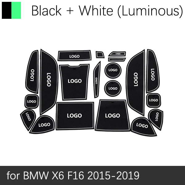 Противоскользящие резиновые ворота слот чашки коврик для BMW X1 F48 X3 F25 X4 F26 X5 F15 X6 F16 X3 G01 аксессуары наклейки с M Логотип - Название цвета: White X6 F16 15-19